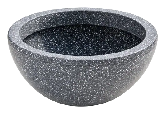 Fahari Half Sphere bowl planter in a speckled granite-effect charcoal finish